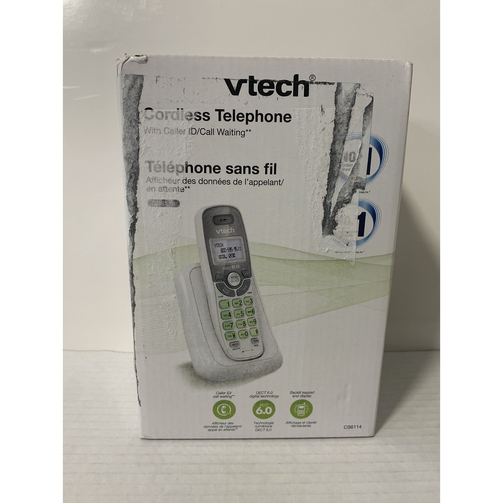 Vtech CS6114 DECT 6.0 1 Handset Cordless Telephone White Silver DECT 6.0 Call ID